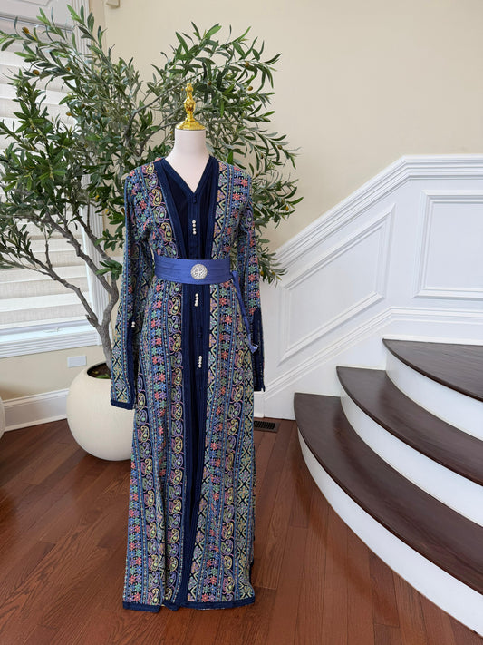 Navy Blue Embroidery Detail Kuftan