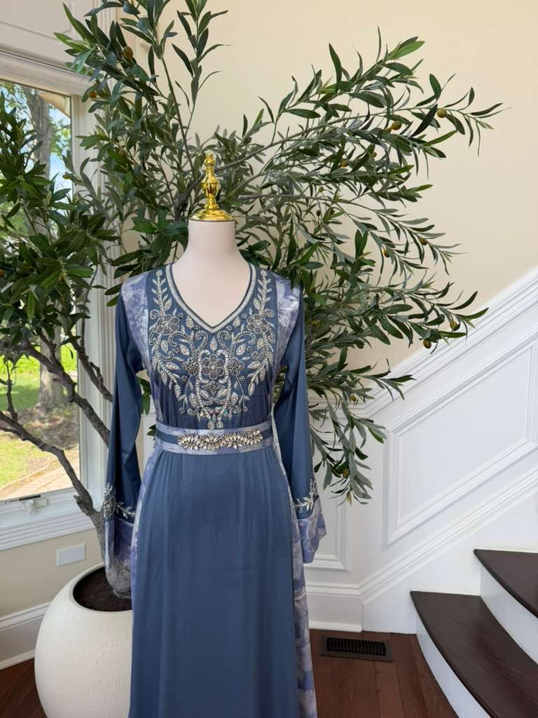 Ocean Breeze Embroidery Beaded Kuftan
