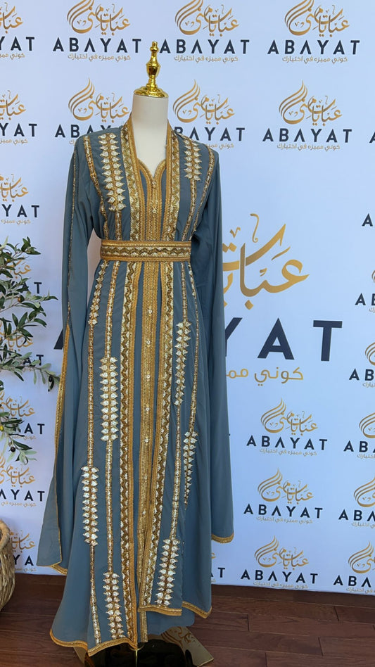 Golden Touch: Baby Blue Kuftan Elegance