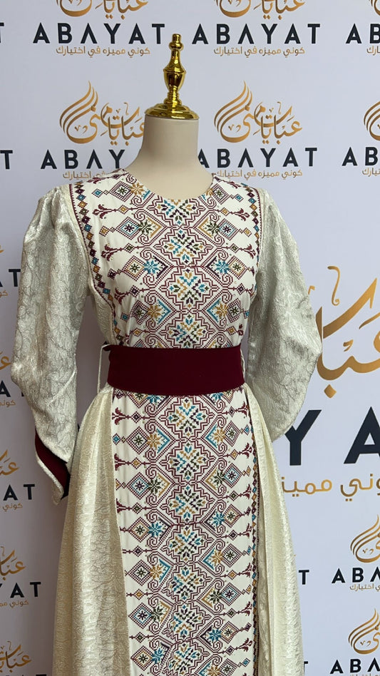 Elegant White Tatreez Dress
