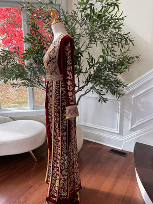 Golden Red Beaded Stone Thobe