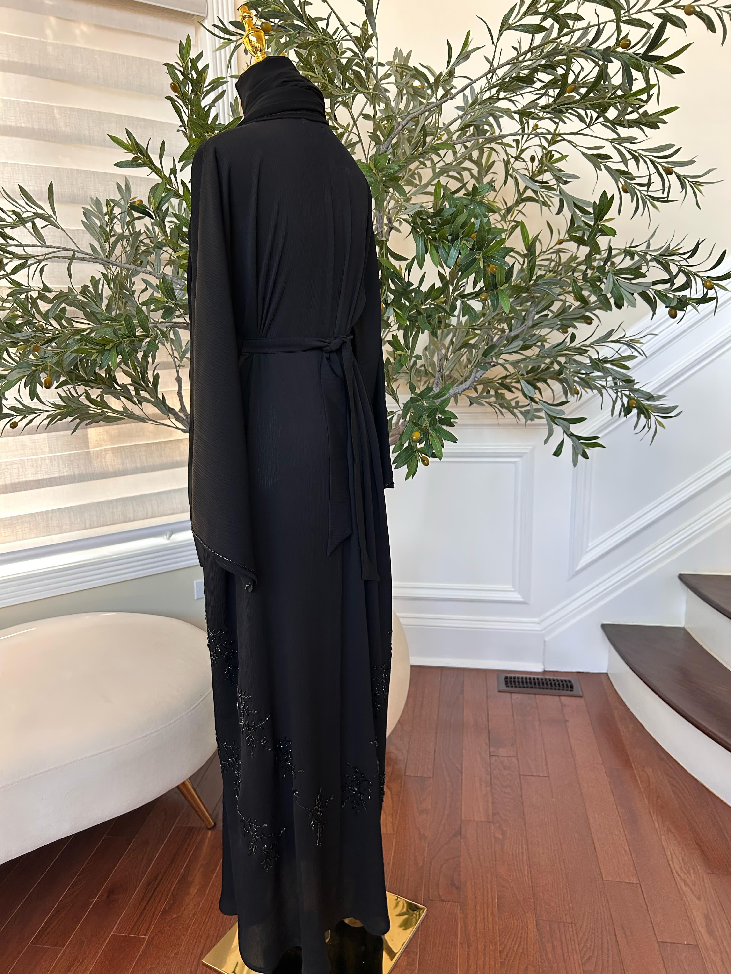 Black Beaded Crystal Abaya