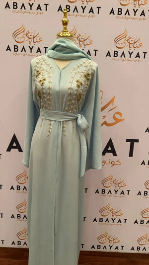 Elegant Abaya Featuring Beautiful Floral Handwork #202592