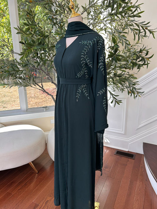 Emerald Green Rose Abaya