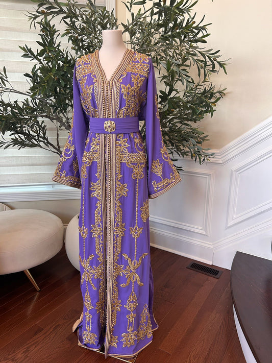Lavender Purple Golden Detail Kuftan