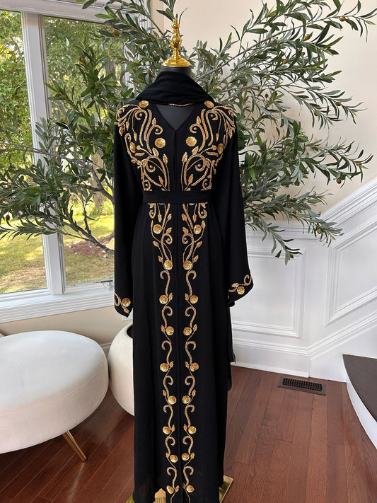 Golden Black Charming Detail Abaya