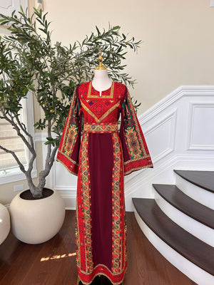 Burgundy Tatreez Embroidery Thobe