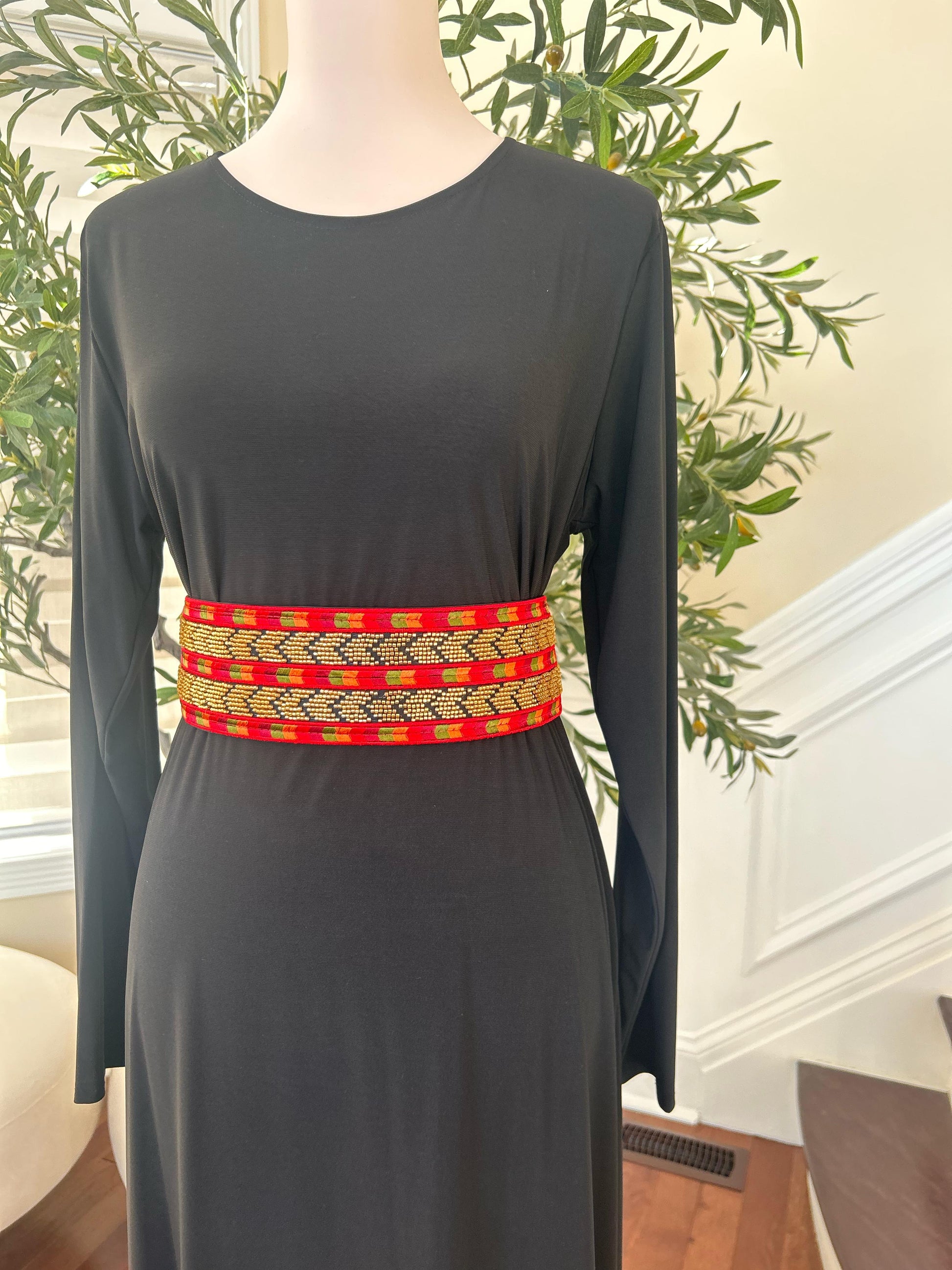 Gold Sabal Kharaz Tatreez Thobe Belt