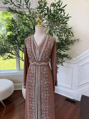 Dusty Rose Beaded Elegance Kuftan