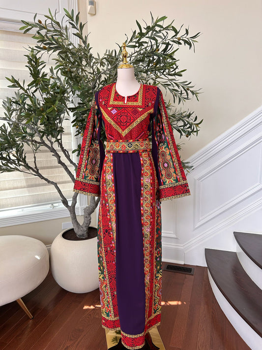 Purple Embroidery Tatreez Thobe /451
