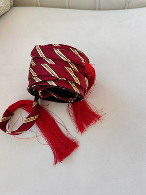 Red/Gold Cashmere Belt