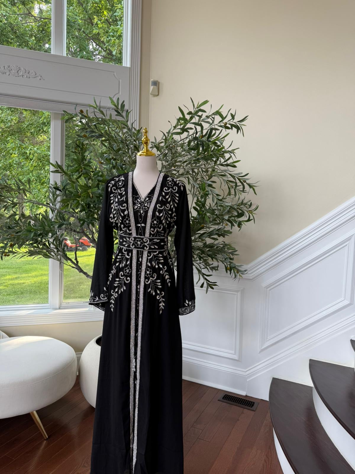 Majestic Black Beaded Kuftan