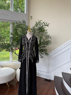 Majestic Black Beaded Kuftan