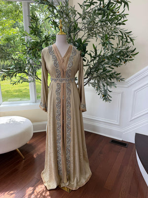 Yellow Beaded Elegance Kuftan