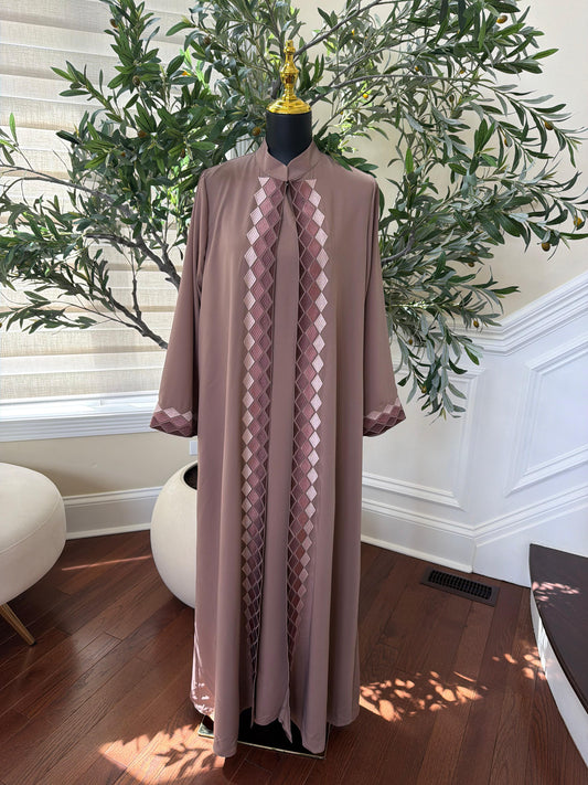 Rose Pink Two Piece Cardigan Abaya