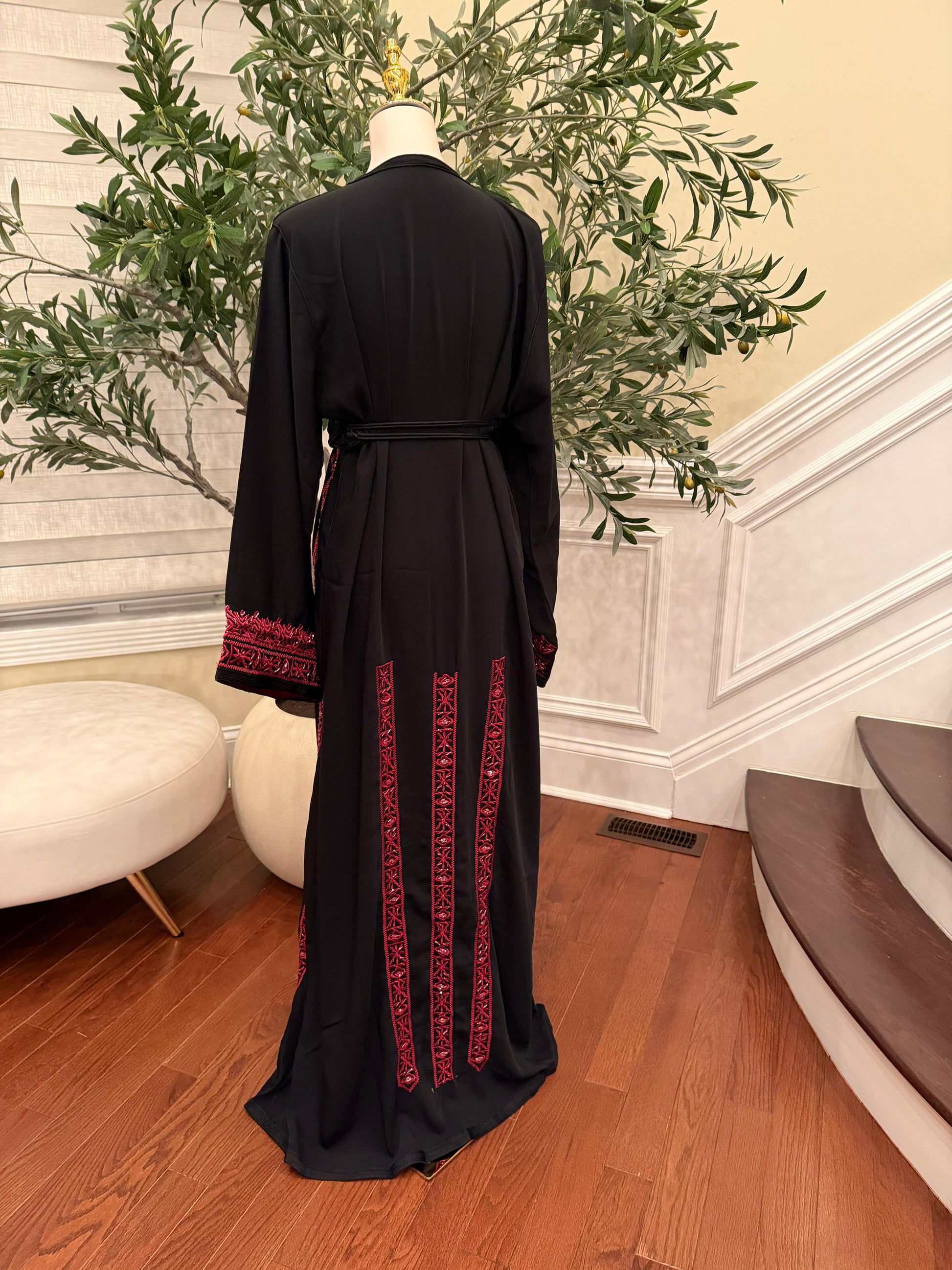 Black Embellished Rose Royale Kuftan