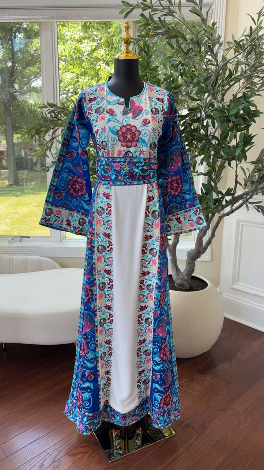 Blue Embroidery Tatreez Thobe /A