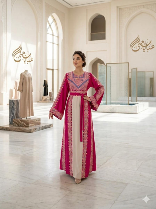Pink Embroidery Tatreez Heritage Thobe