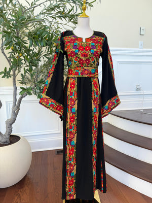 Black Embroidery Tatreez Thobe