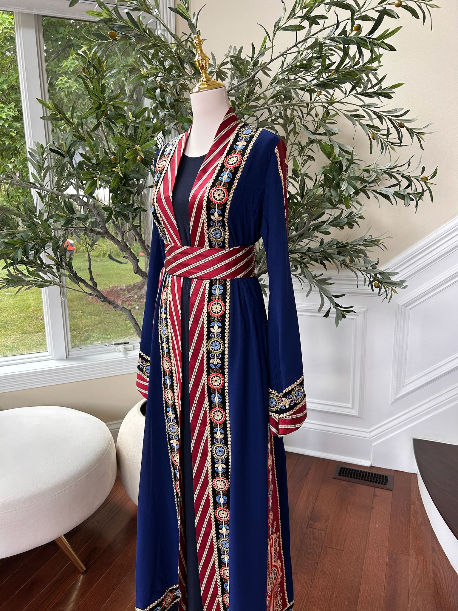 Blue Embroidery Tatreez Thobe