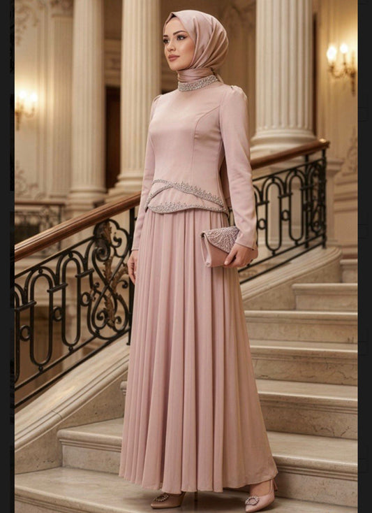 hijab dress for party Dark Blue Long Sleeve Velvet Hijab Clothing Muslim Evening Ottoman Caf Sultan Dress
