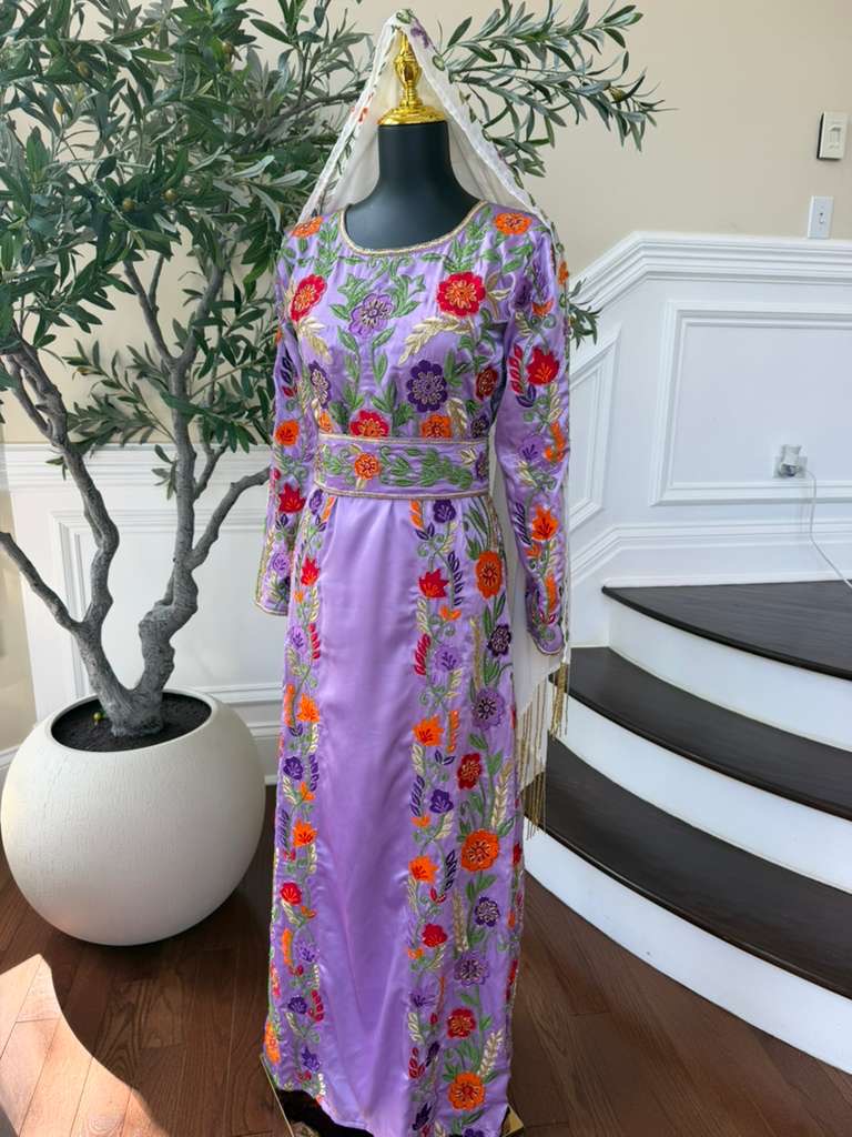 Lavender Floral Beaded Stone Thobe
