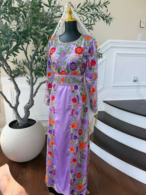 Lavender Floral Beaded Stone Thobe