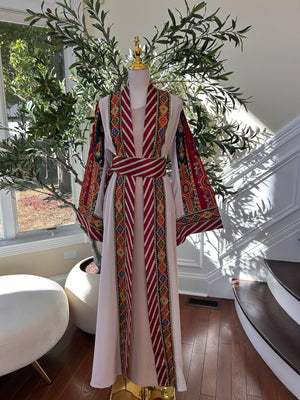 Cream Embroidery Tatreez Embellished Thobe