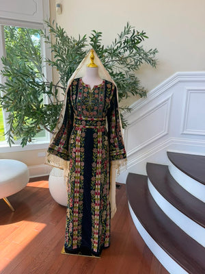 Green Embroidery Stone Elegance Thobe