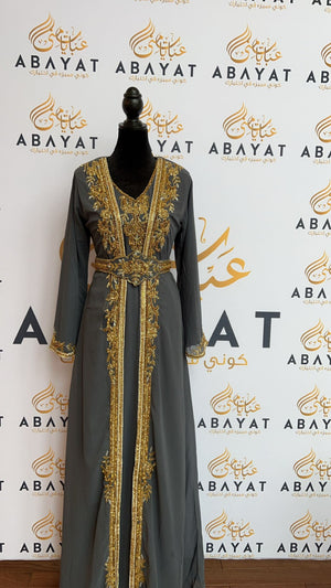 Luxurious Grey and Gold Kuftan #8097721