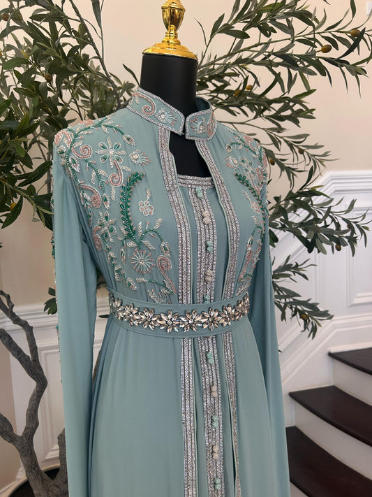 Mint Blue Rose Legacy Kuftan