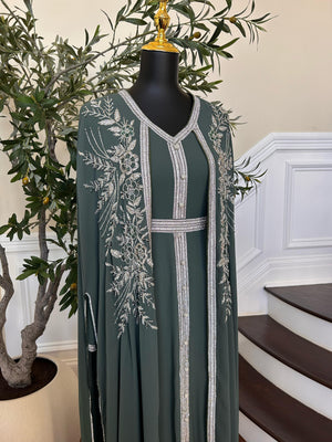 Emerald Green Royale Stone Beaded Kuftan