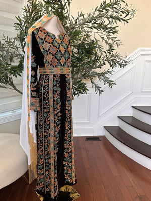 Brown Velvet Stone Thobe