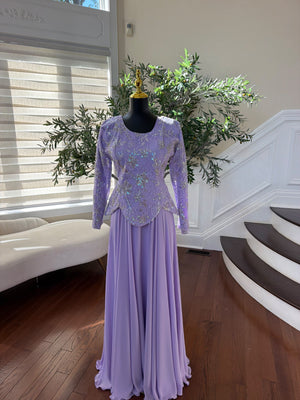 Elegant Lavender Embroidered Two-Piece Gown