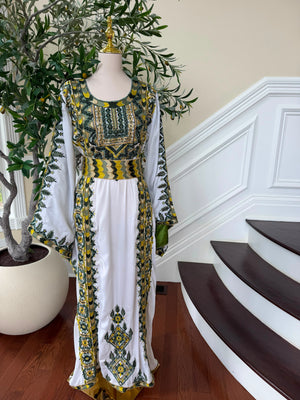 White Embroidery Beaded Thobe
