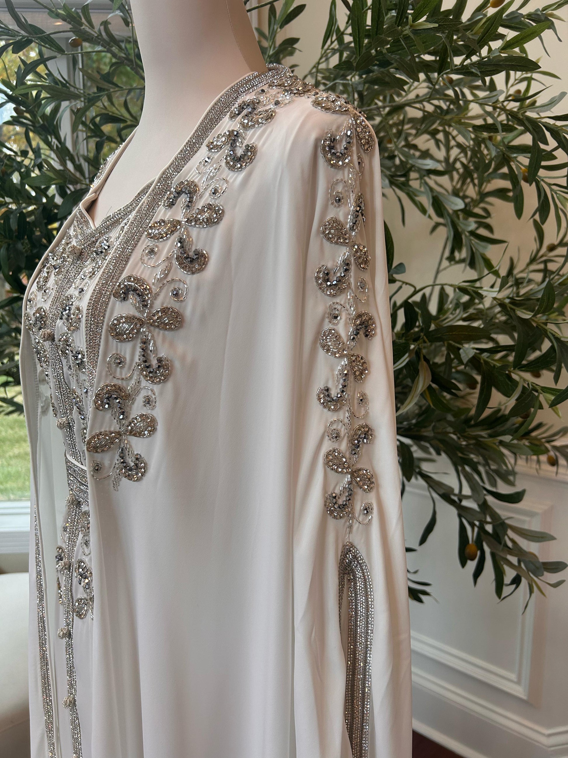 White Luxe Beaded Kuftan