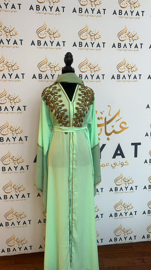 Mint Green Designed Abaya #8097663