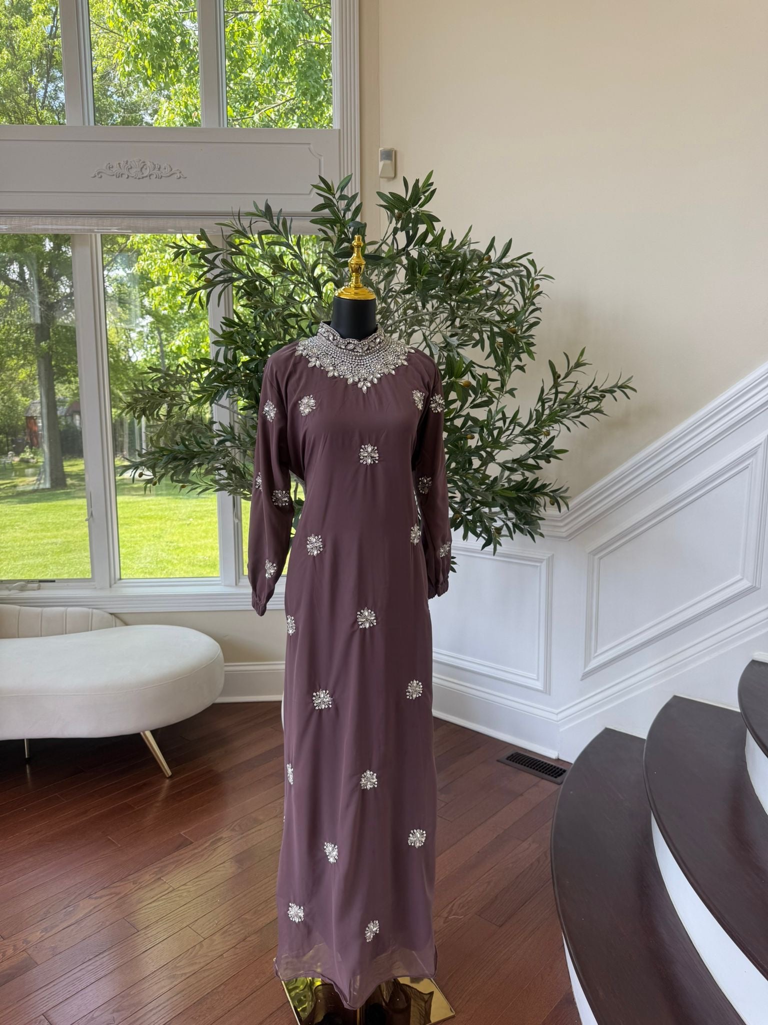 Radiant Mauve Bloom Maxi Dress