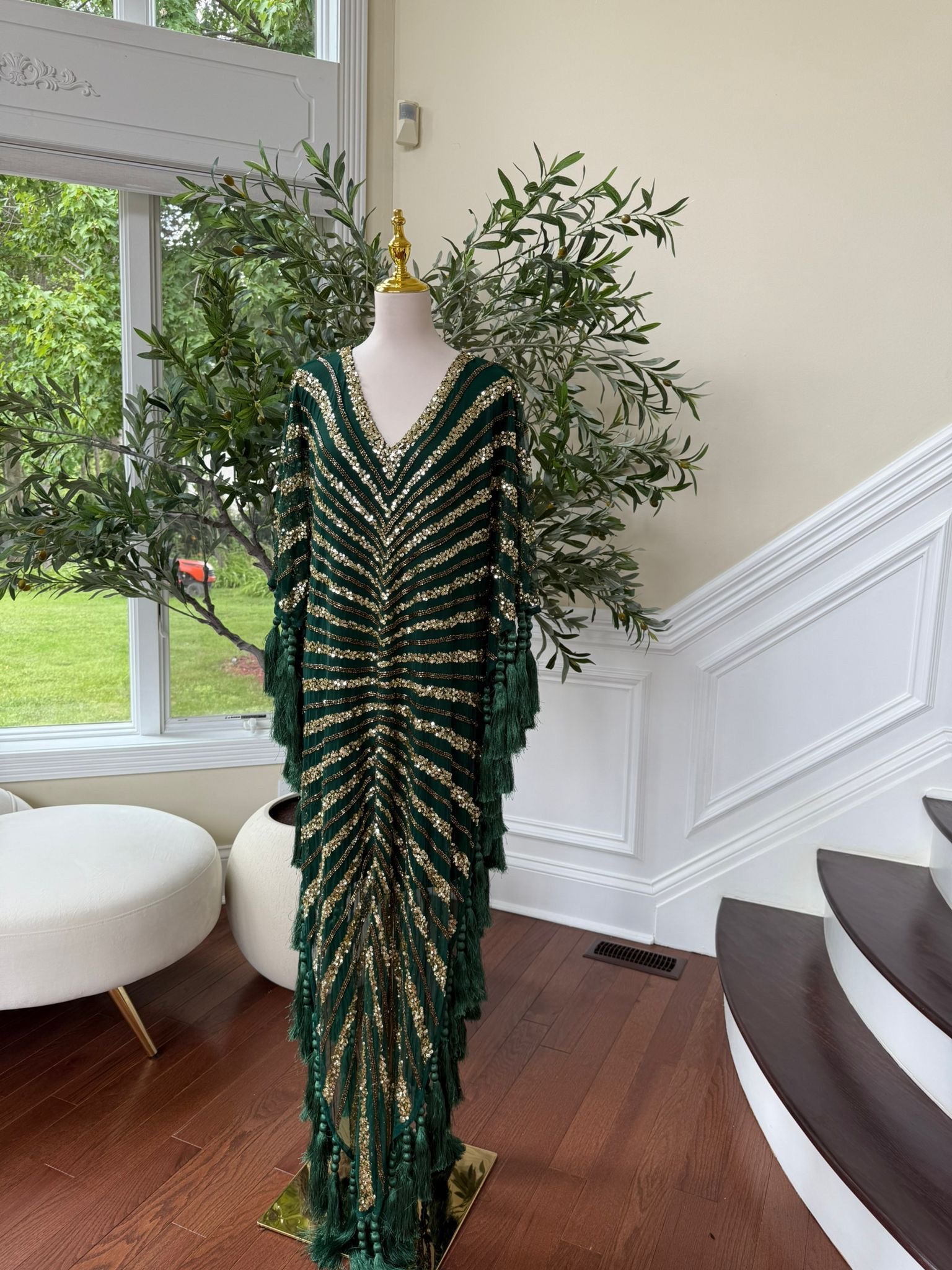 Golden Green Majestic Bling Abaya