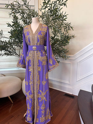 Lavender Purple Golden Detail Kuftan