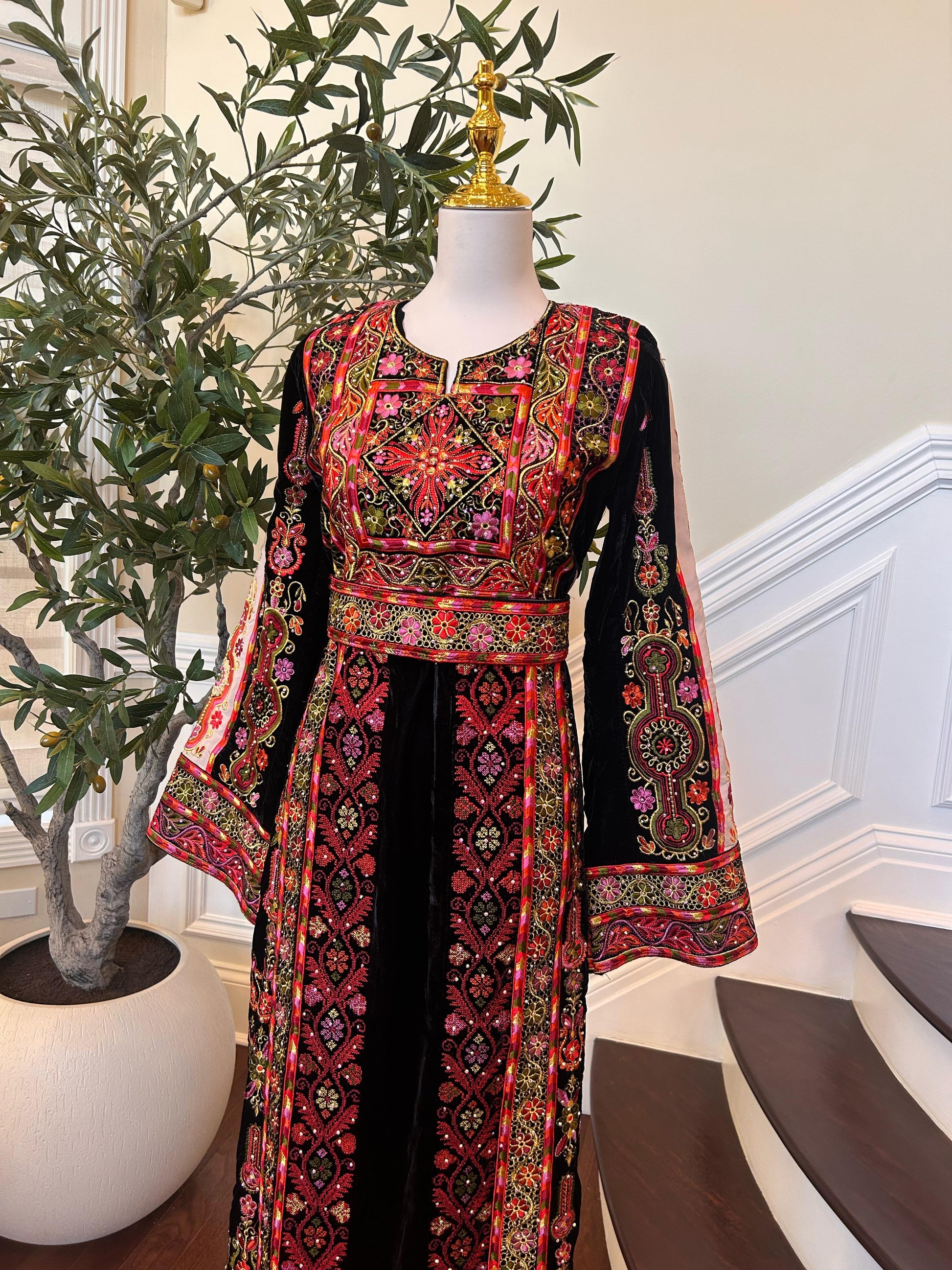 Black Velvet Tatreez Embroidered Thobe