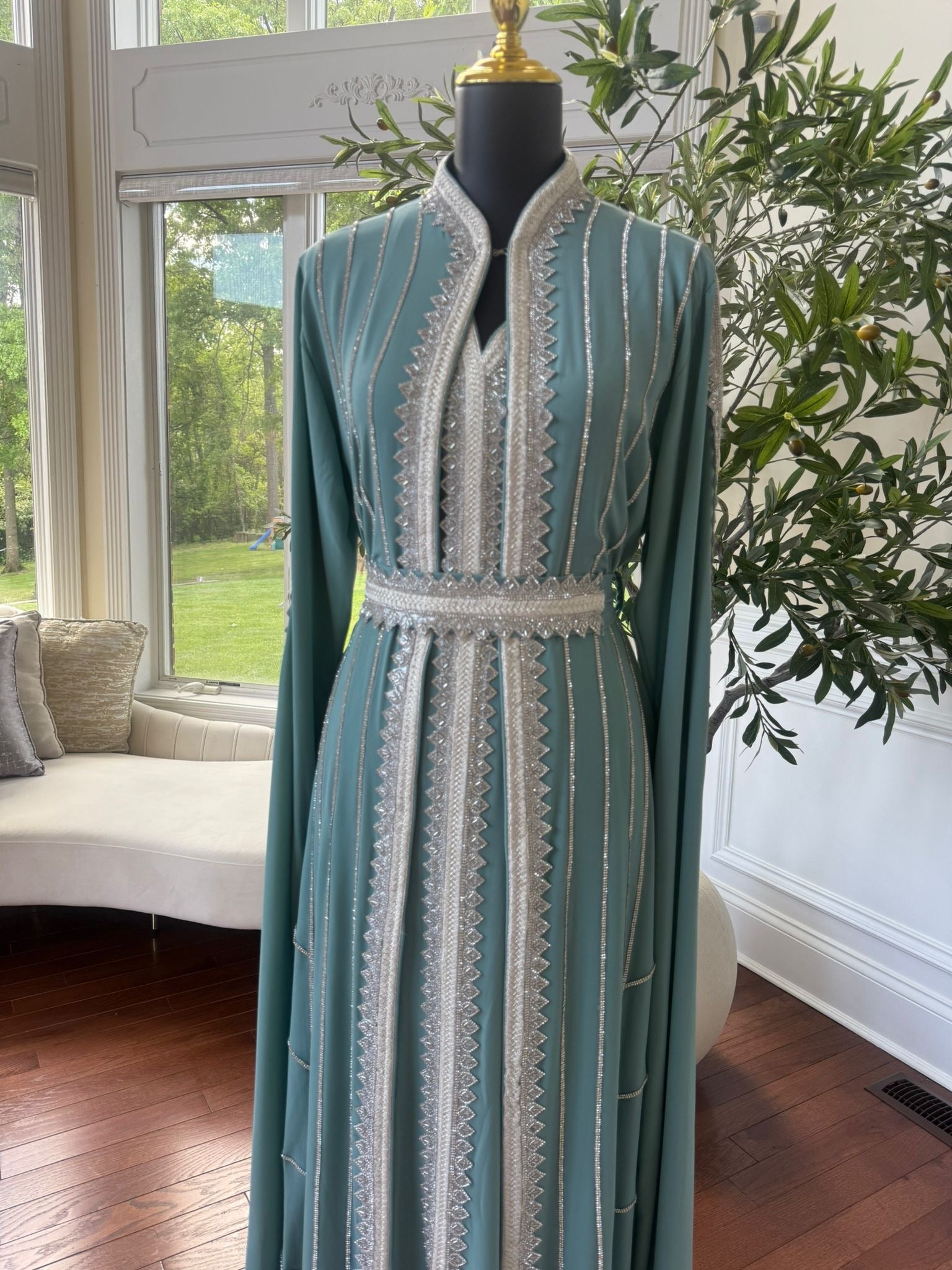 Elegant Mint Blue Kuftan