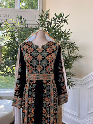 Brown Velvet Stone Thobe