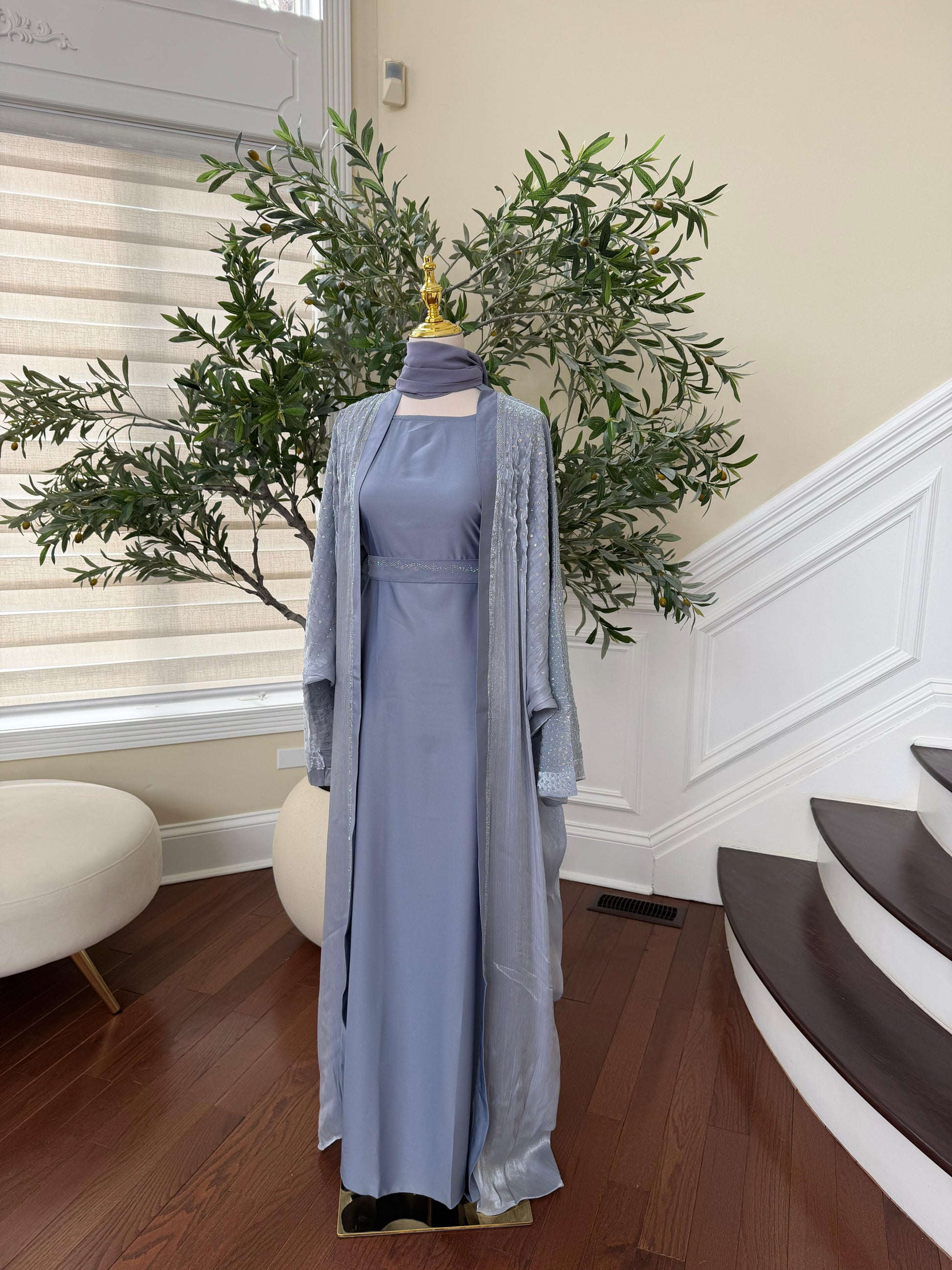 Blue Spark Crystal Abaya