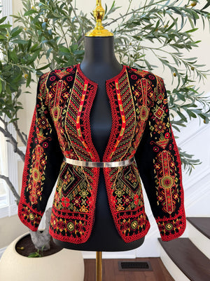Red Embroidered Tatreez Jacket