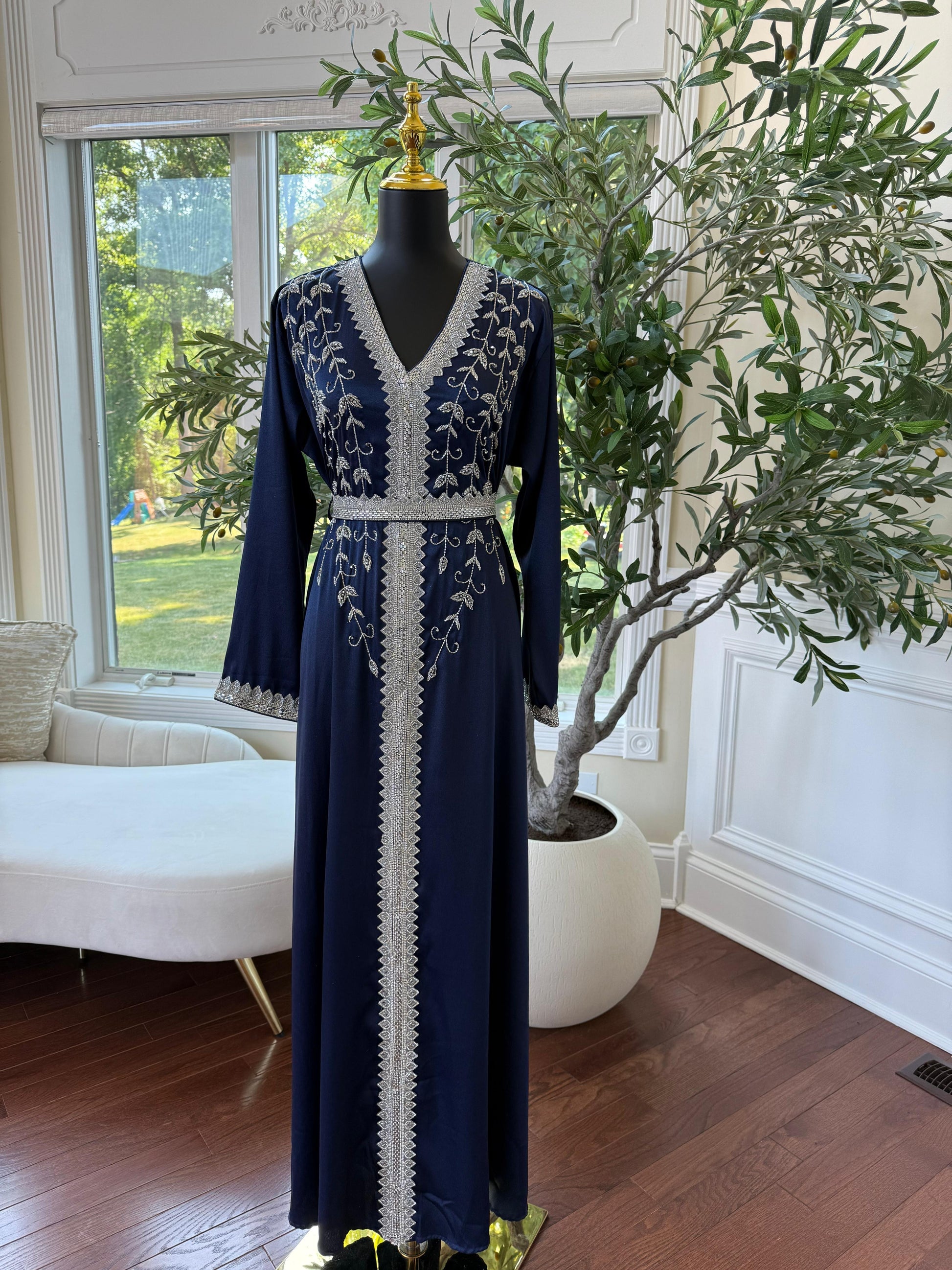 Blue Royal Floral Kuftan