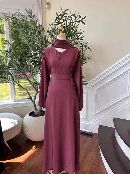 Pink Floral Sleeve Charm Abaya