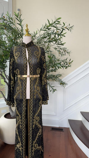 Golden Black Essence Charm Abaya