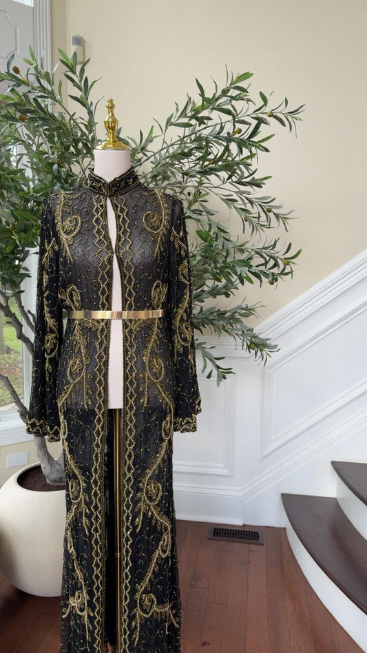 Golden Black Essence Charm Abaya