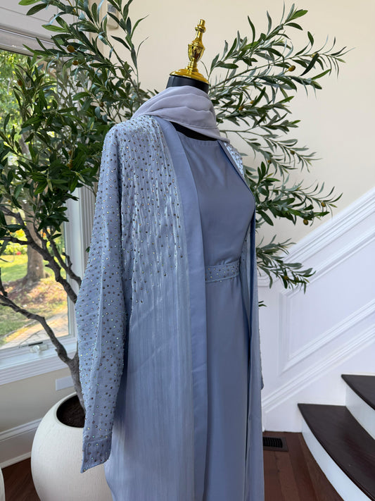 Grey Sparkle Cardigan Abaya